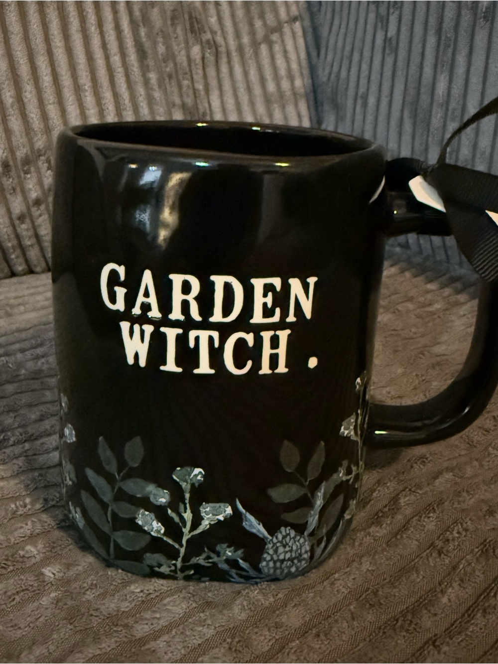 Rae Dunn Black "Garden Witch" Floral Ceramic Mug NWT - Picture 5 of 5